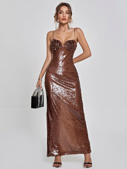 Robe à paillettes marron 