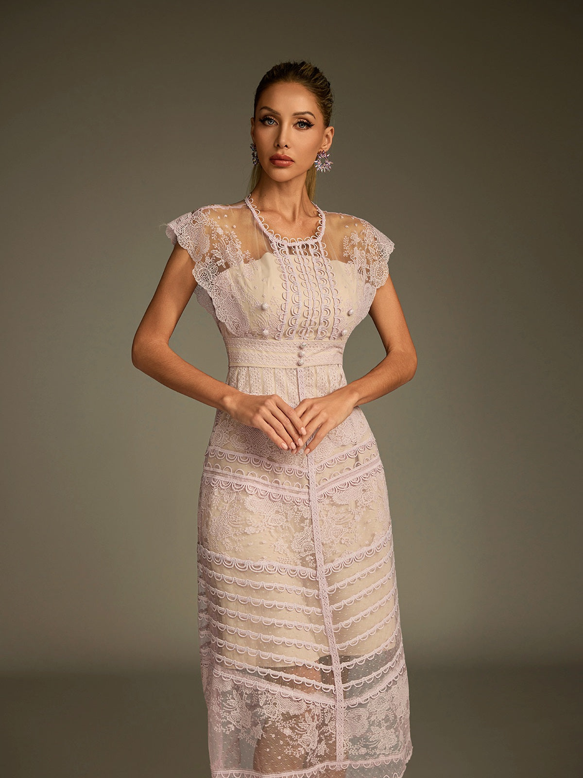Lace Embroidered Midi Dress