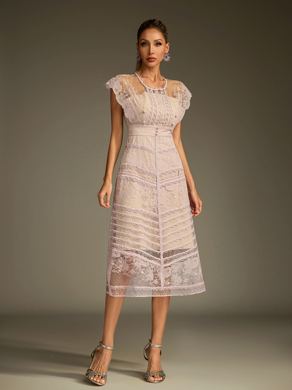 Lace Embroidered Midi Dress