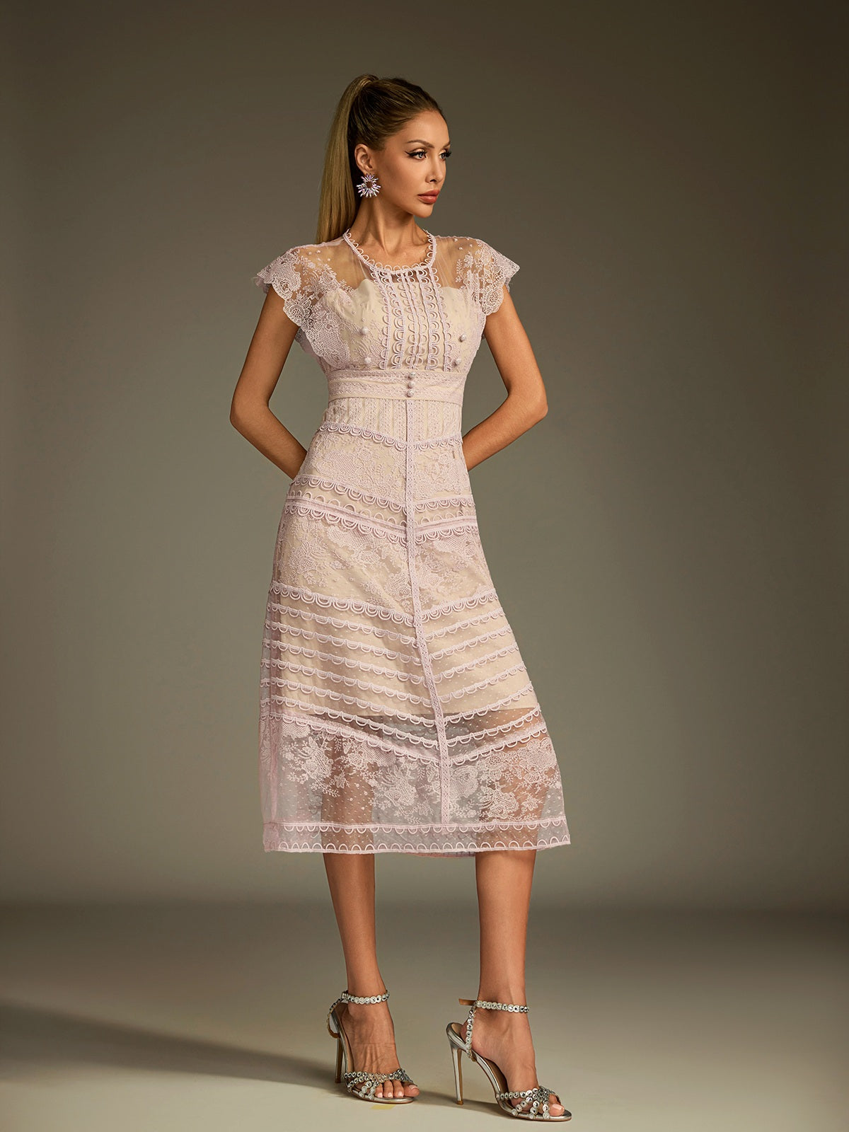 Lace Embroidered Midi Dress