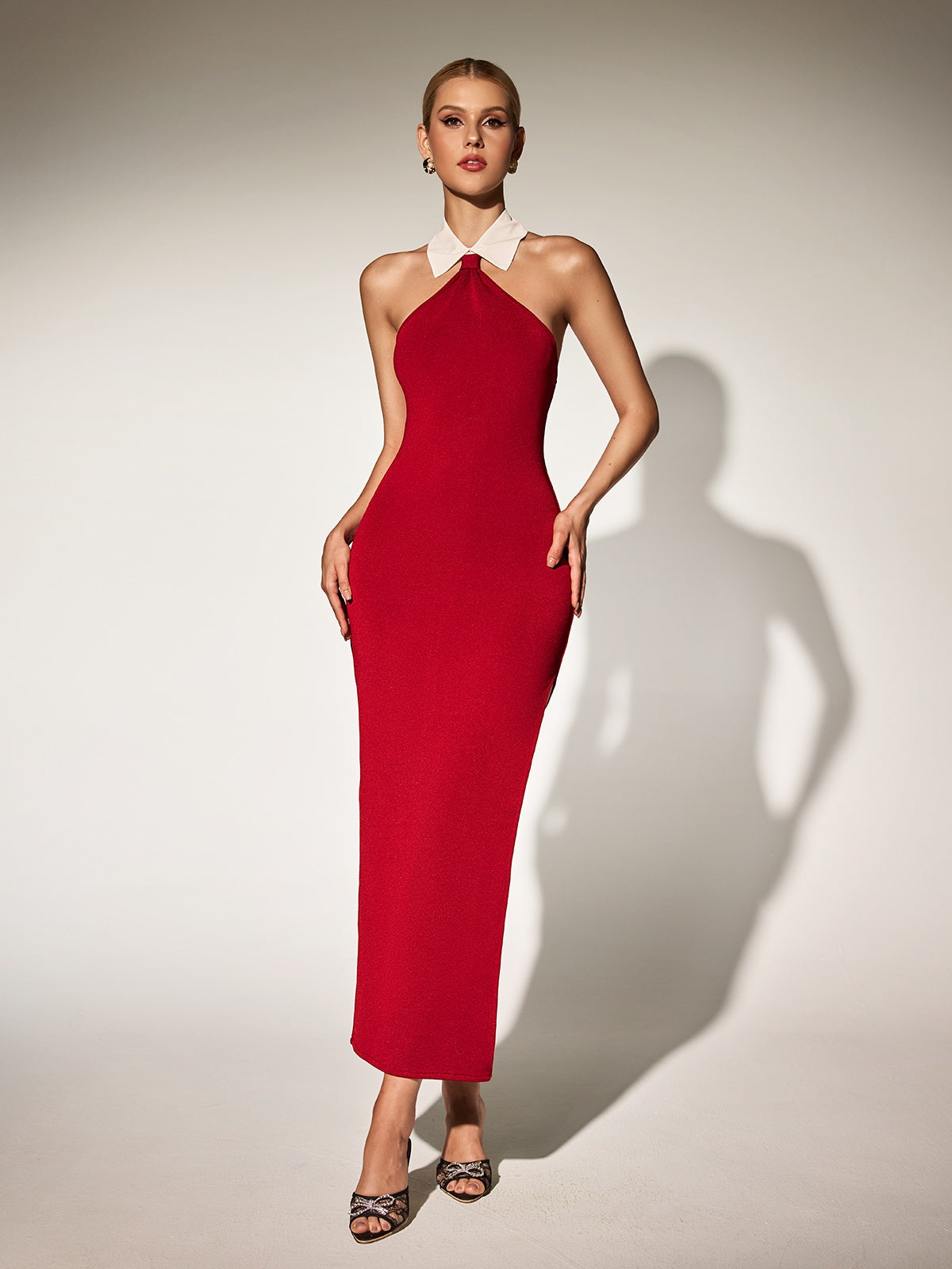 Halterneck Split Bandage Maxi Dress