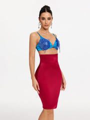 Ensemble jupe et jupe en satin à fleurs spaghetti 