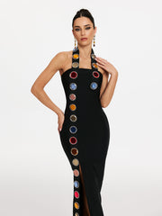 Halterneck Diamond Split Bandage Dress