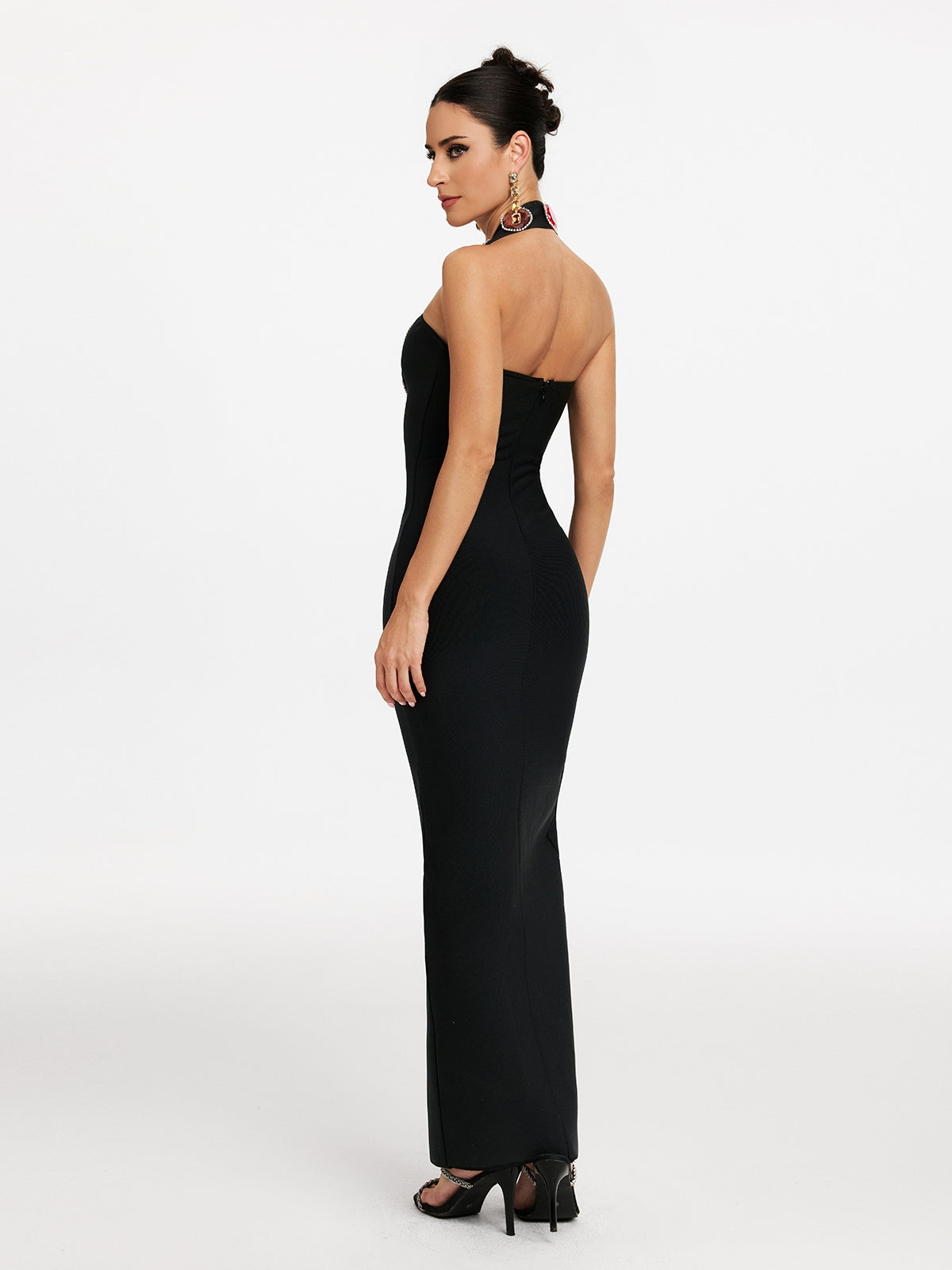 Halterneck Diamond Split Bandage Dress