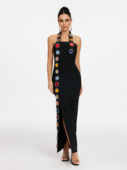 Halterneck Diamond Split Bandage Dress