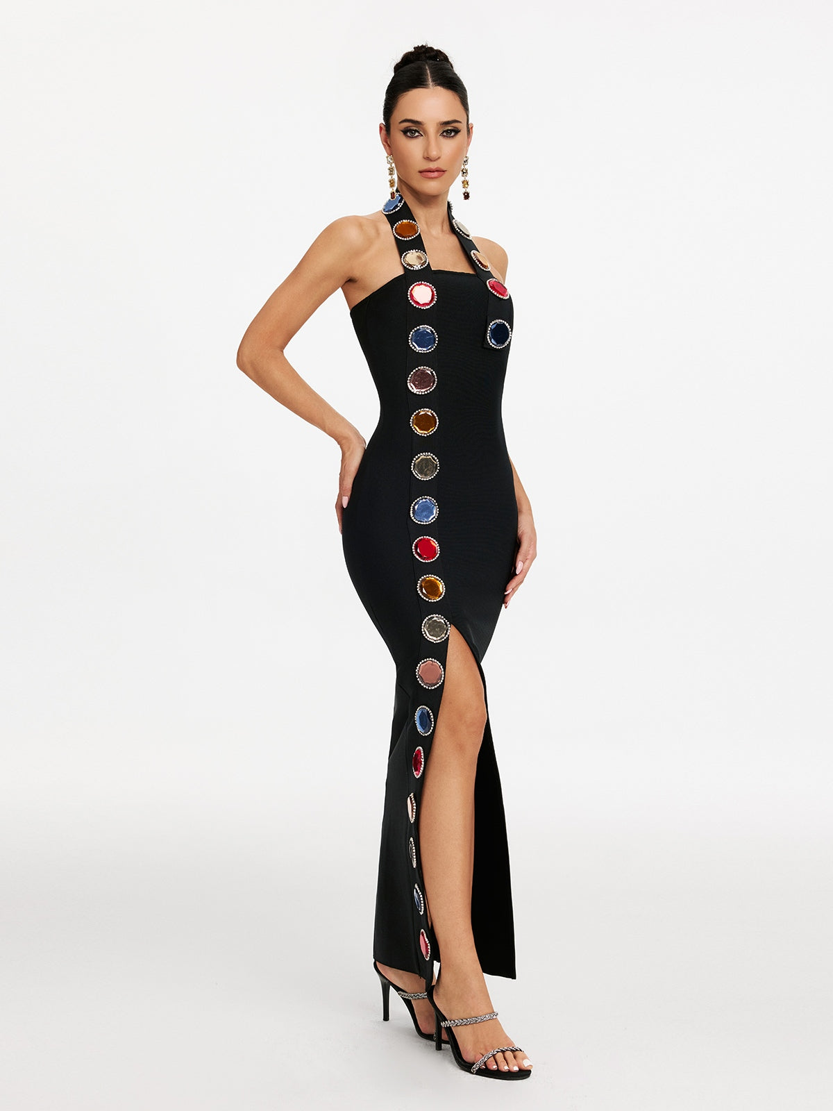 Halterneck Diamond Split Bandage Dress