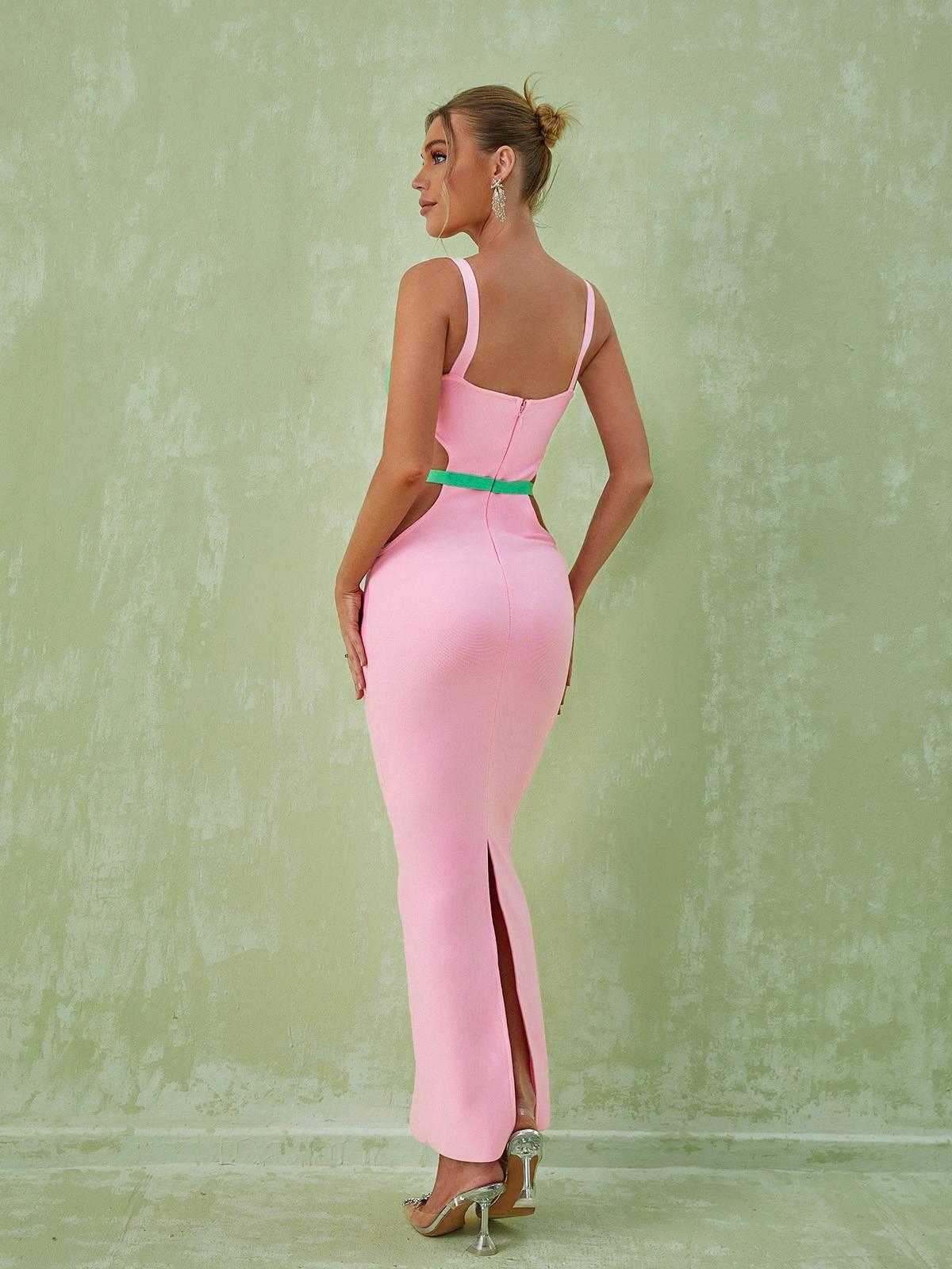 Embellished Cutout Maxi Dress In Pink