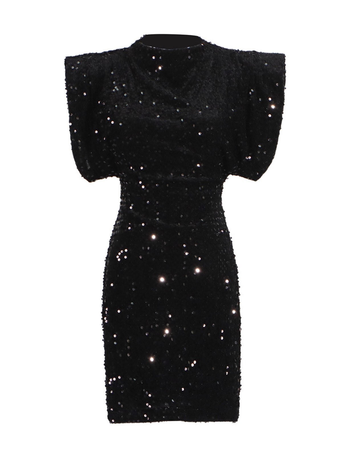 Robe mini à sequins avec épaulettes 