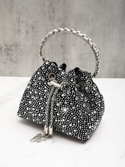Sac seau noir orné de cristaux
