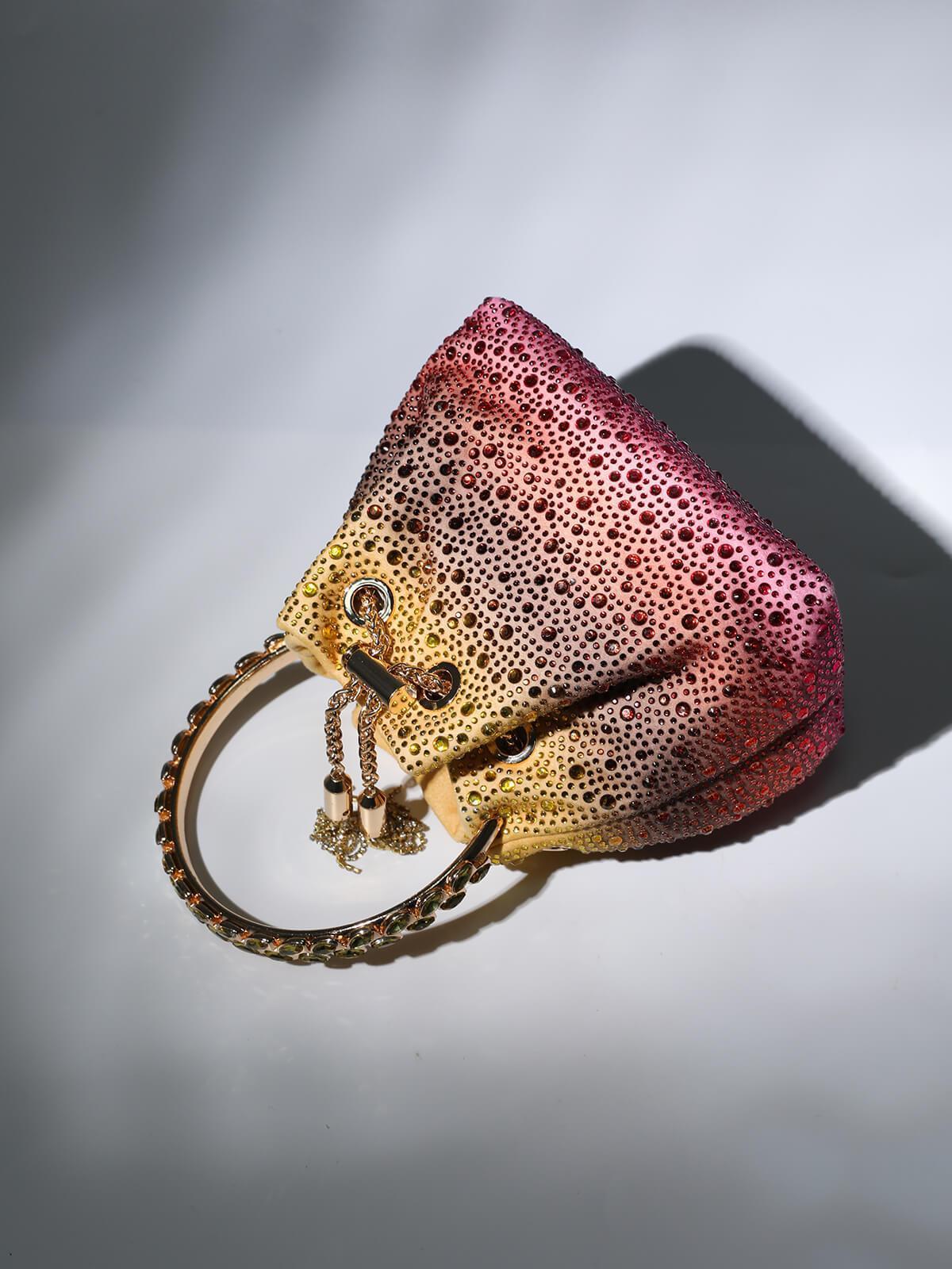 Sac seau orné de cristaux, couleur ombrée