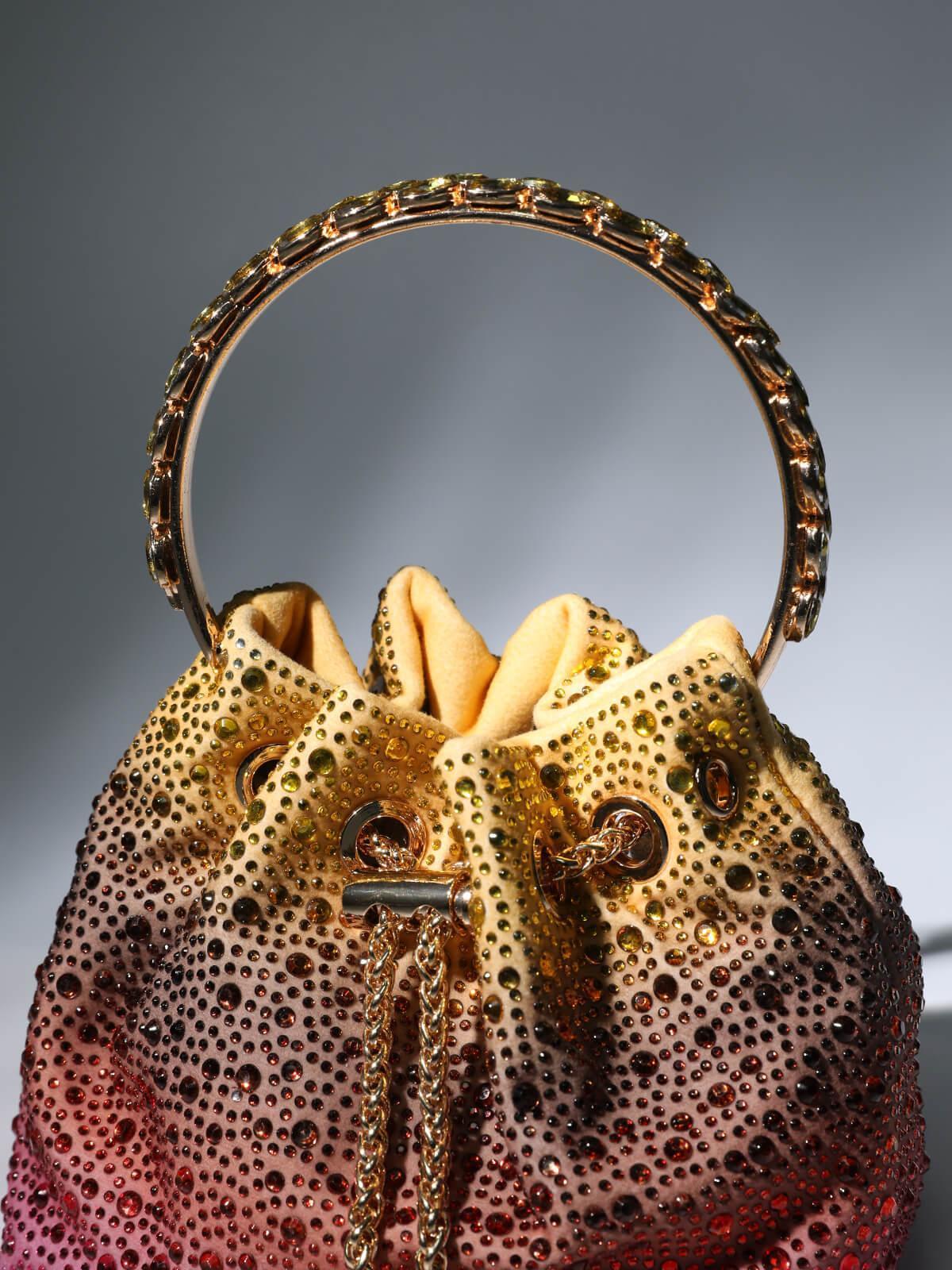 Sac seau orné de cristaux, couleur ombrée