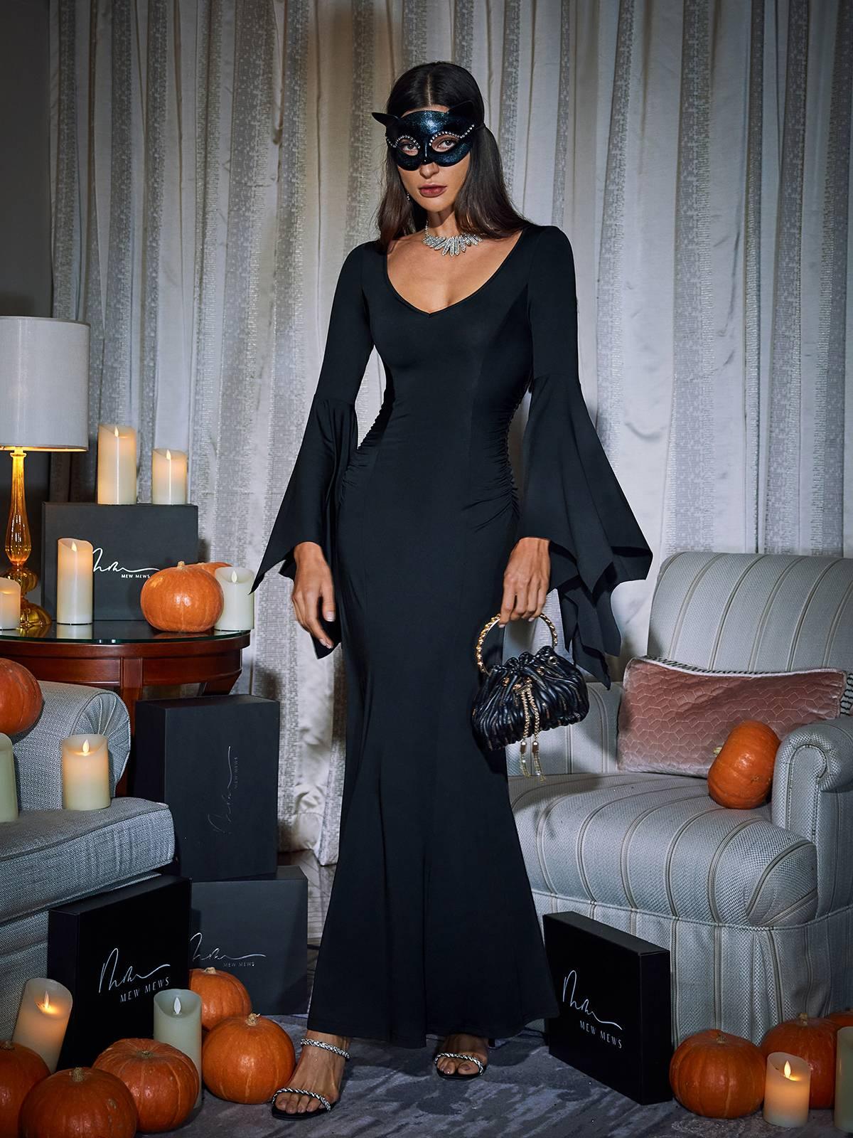 Robe longue à manches chauve-souris 