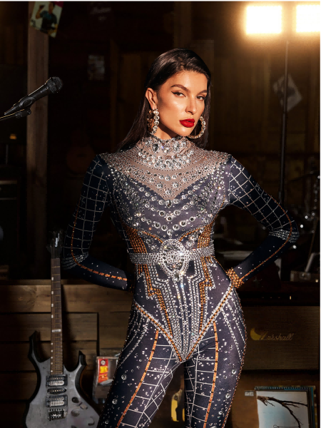 Combinaison imprimée strass 