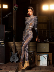 Combinaison imprimée strass 