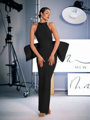 Robe fendue à nœud papillon noire 