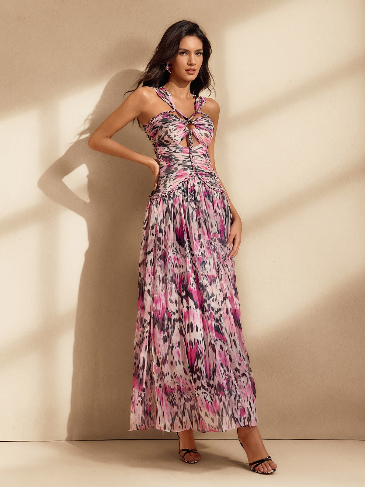 Twisted Printed Maxi Dress