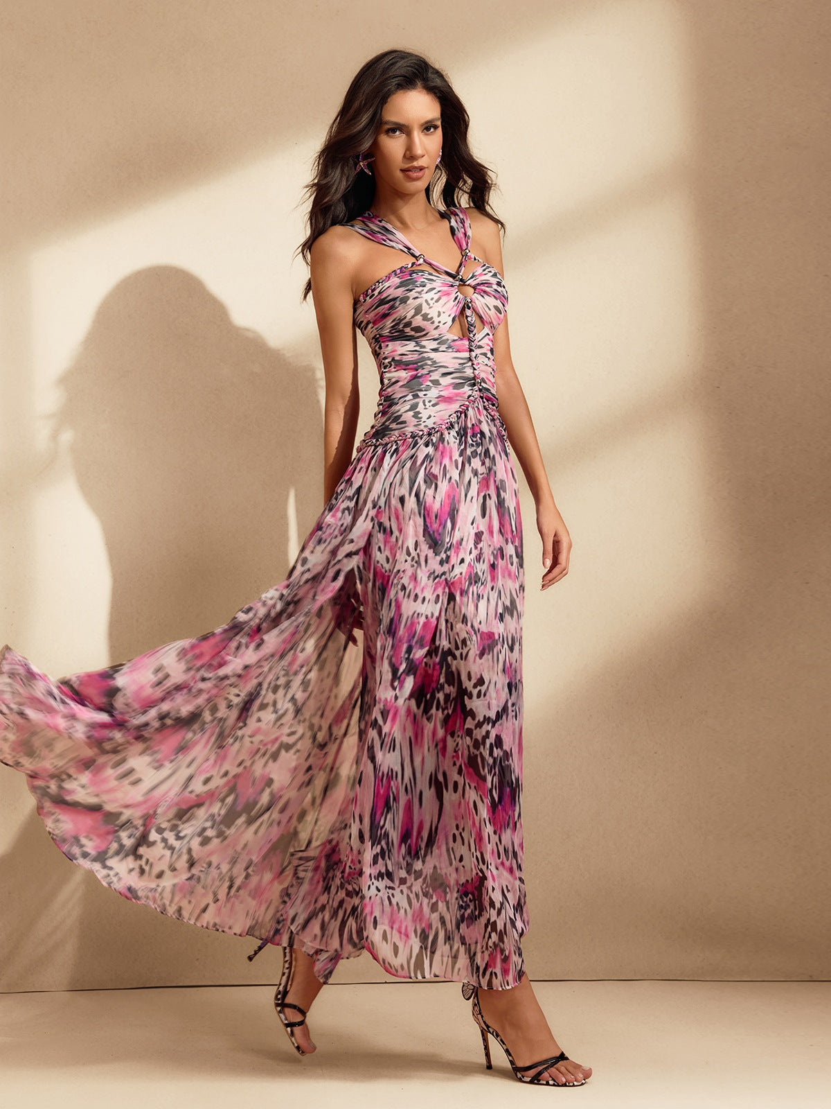 Twisted Printed Maxi Dress