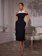 Robe midi à col rabattu 