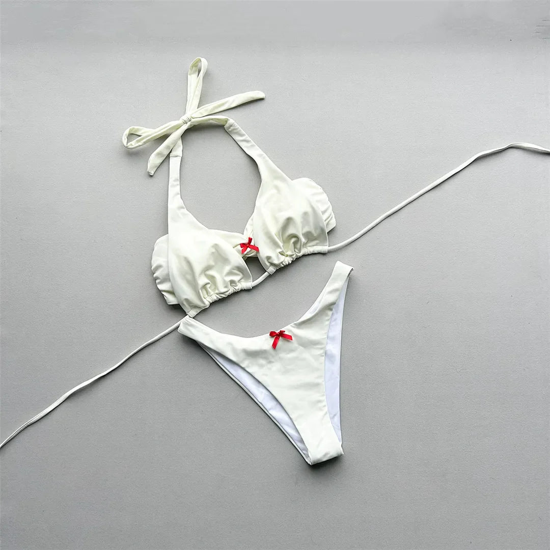 Bow Halter Bikini Two-pieces Bikini Set