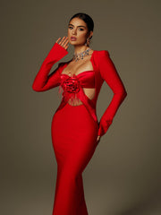 Flower Fringe Bandage Maxi Dress