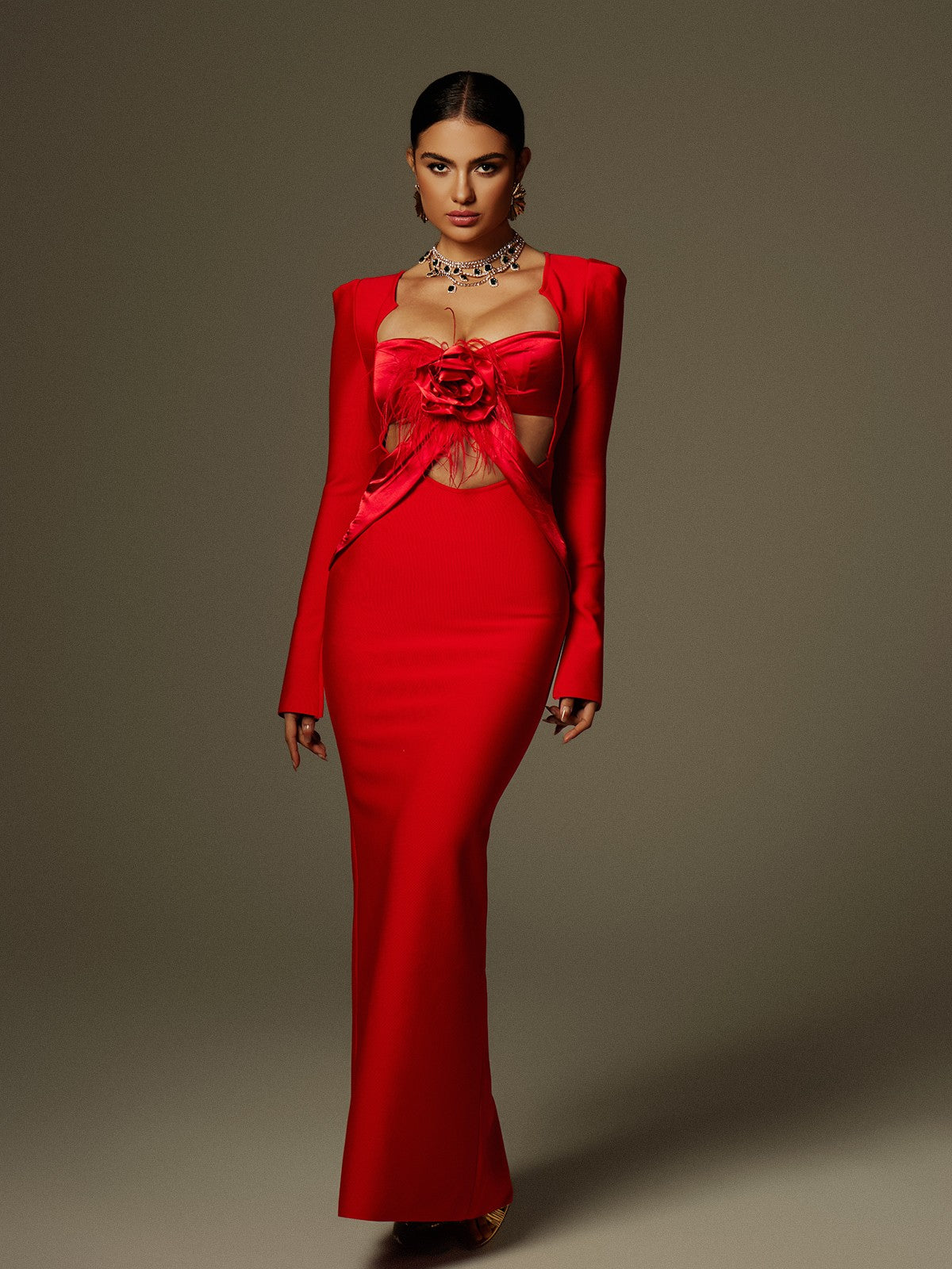 Flower Fringe Bandage Maxi Dress