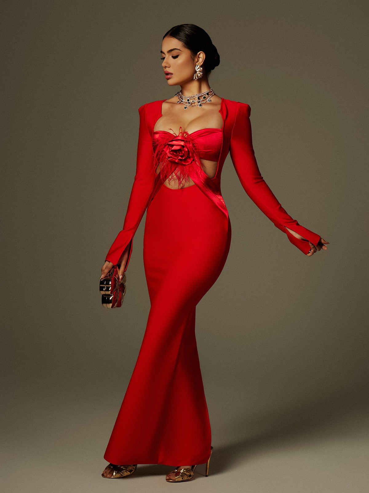 Flower Fringe Bandage Maxi Dress