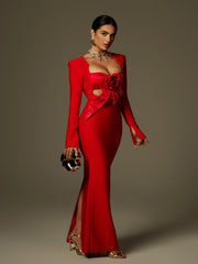 Flower Fringe Bandage Maxi Dress