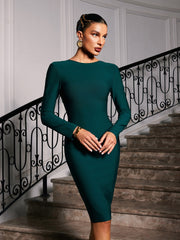 Plunge Reversible Bandage Midi Dress In Green