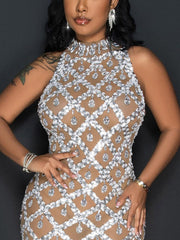 Mesh Sheer Sequin Maxi Dresses