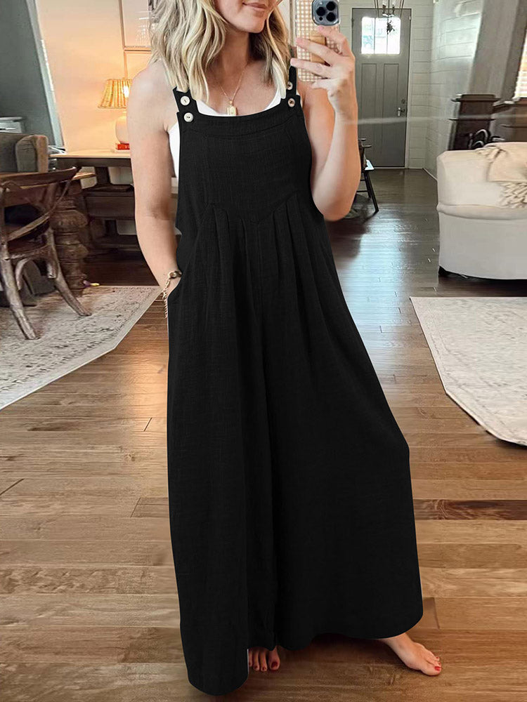 Cotton Linen Loose Overalls