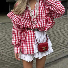 Chemise vichy rouge et blanche style campagne