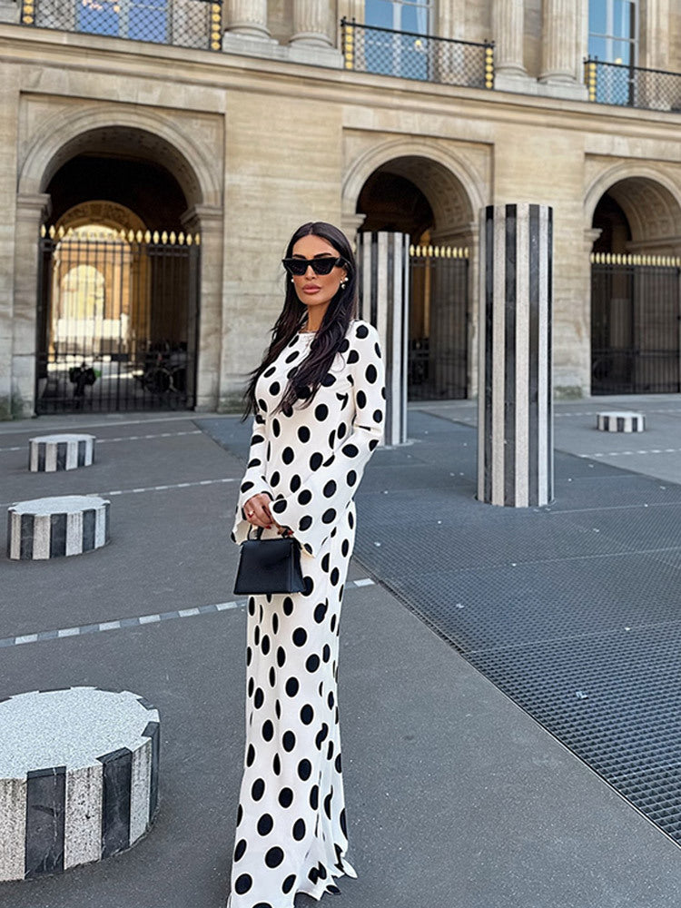 Black and White Polka Dot Mermaid Maxi Dress
