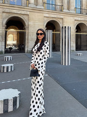 Black and White Polka Dot Mermaid Maxi Dress