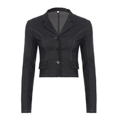 Casual Retro Denim Cropped Jacket