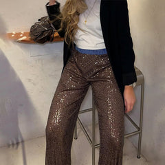 Out Daily Chic Shiny Sequin Pants