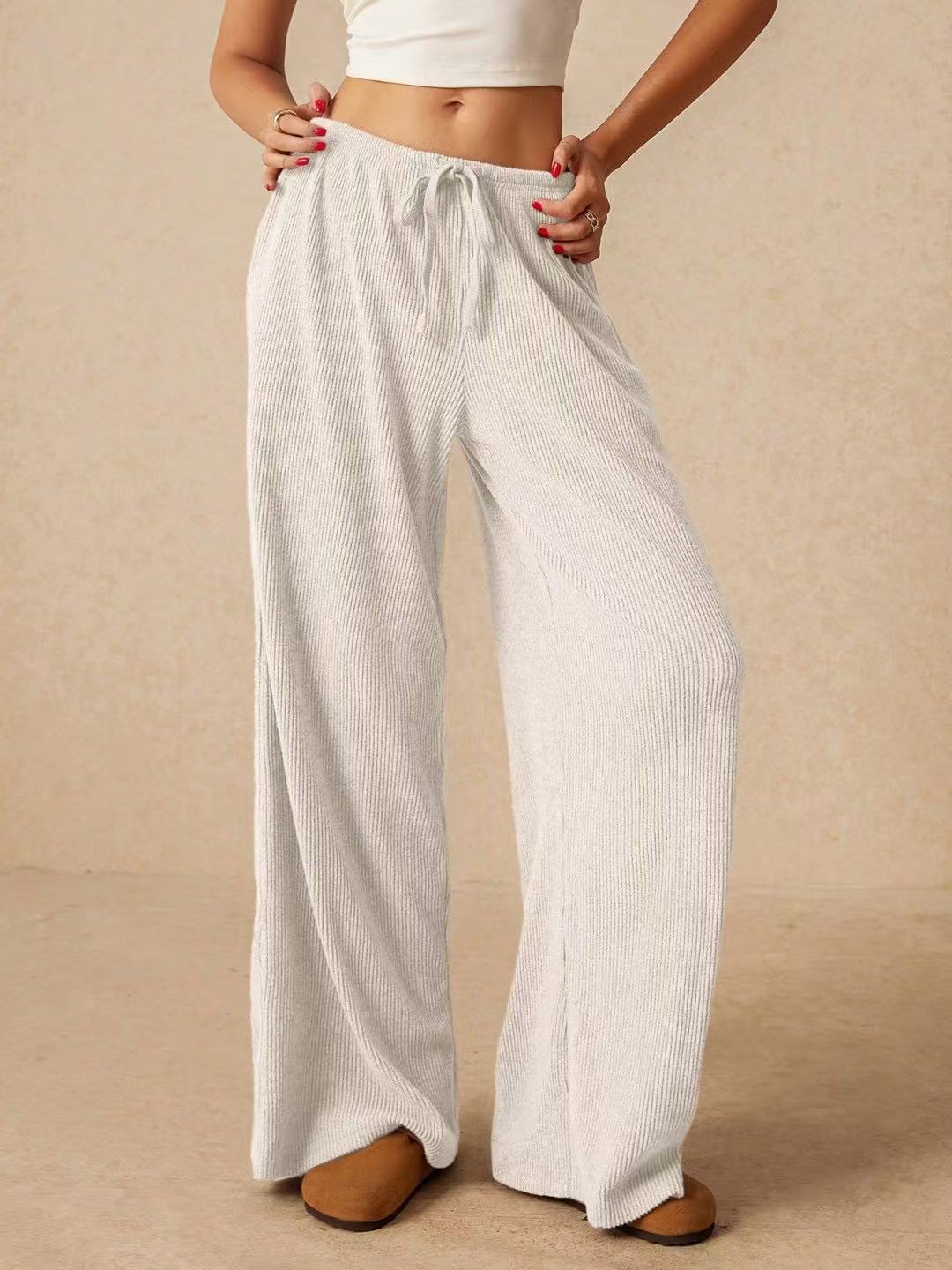 Comfy Ribbed Wide Leg Pants