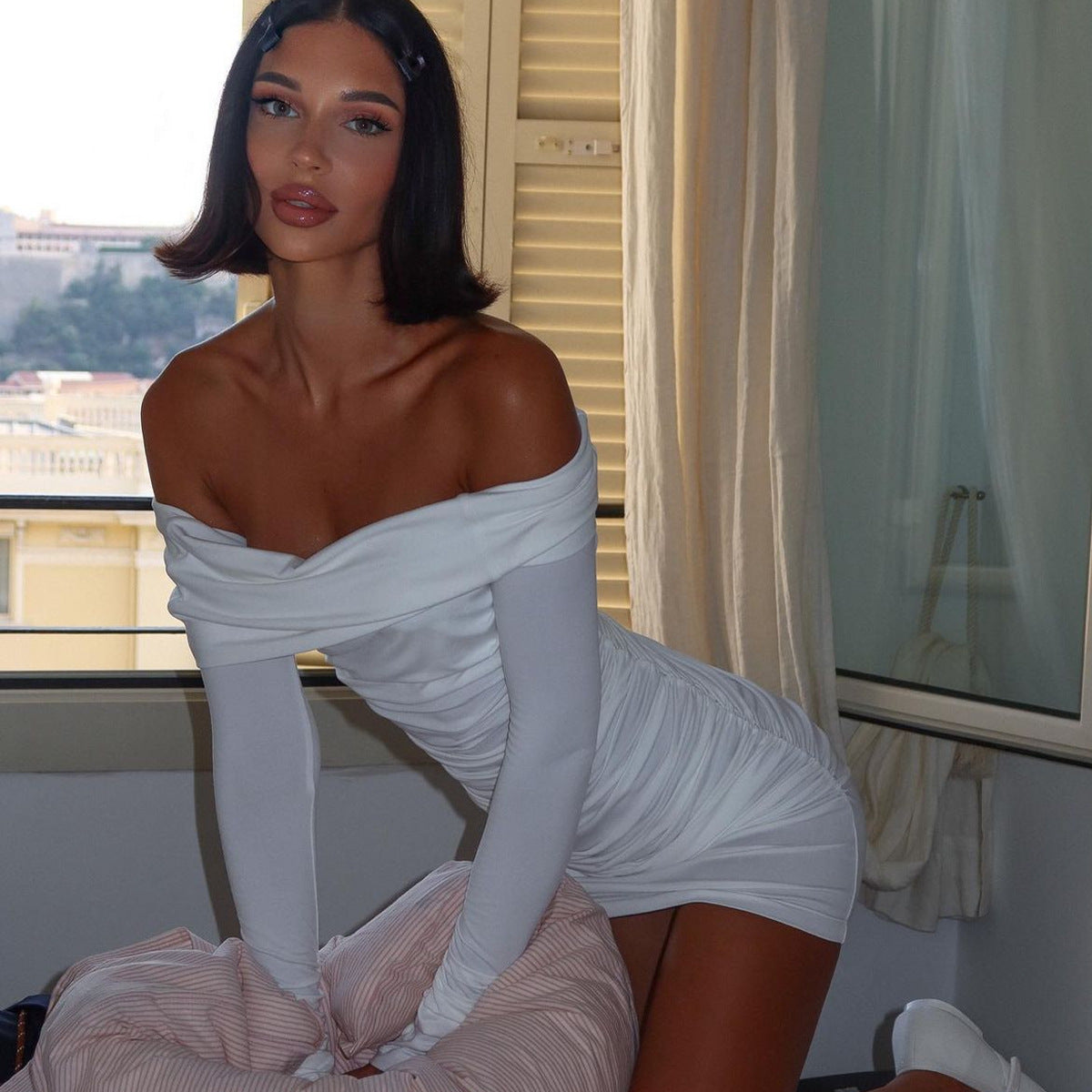 Pure Freshness White Off Shoulder Mini Dress