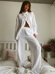 Home White Lounge Two Piece Set