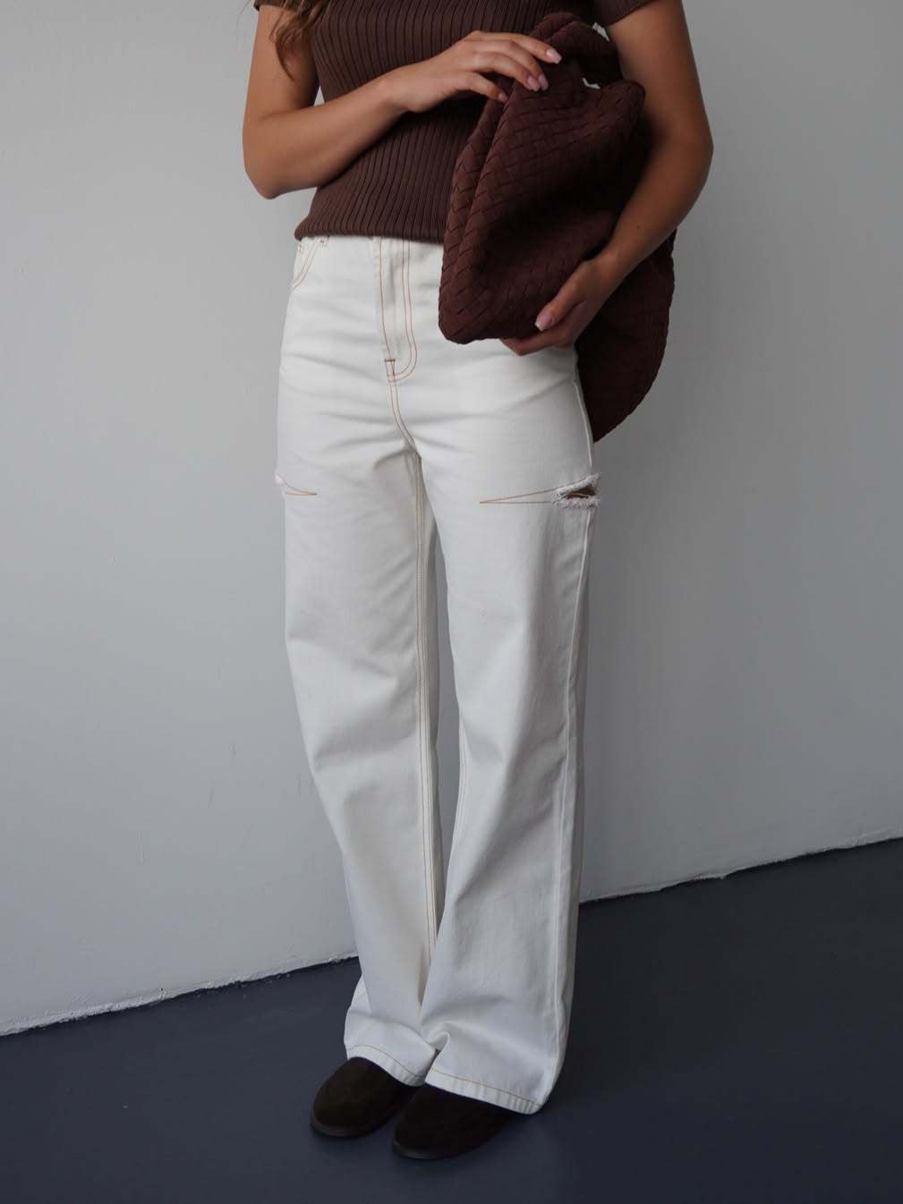 Casual Ripped White Jeans