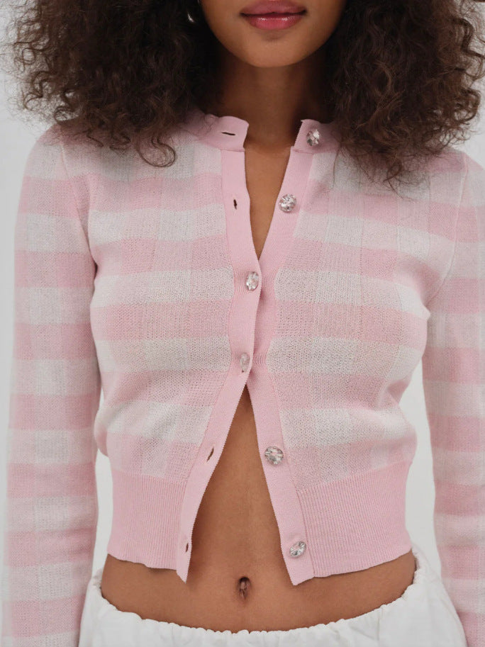 Sweet Soft Pink Striped Cardigen