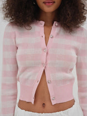 Sweet Soft Pink Striped Cardigen