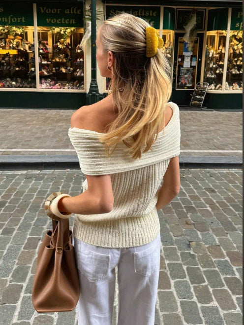Autumn Warmth Off-shoulder Knit Top