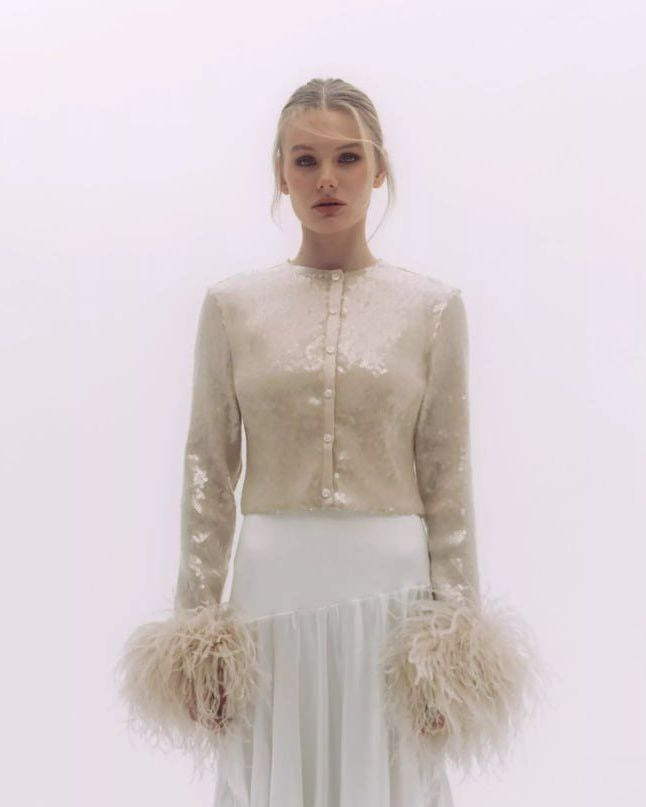 Feather Sequin Cardigan