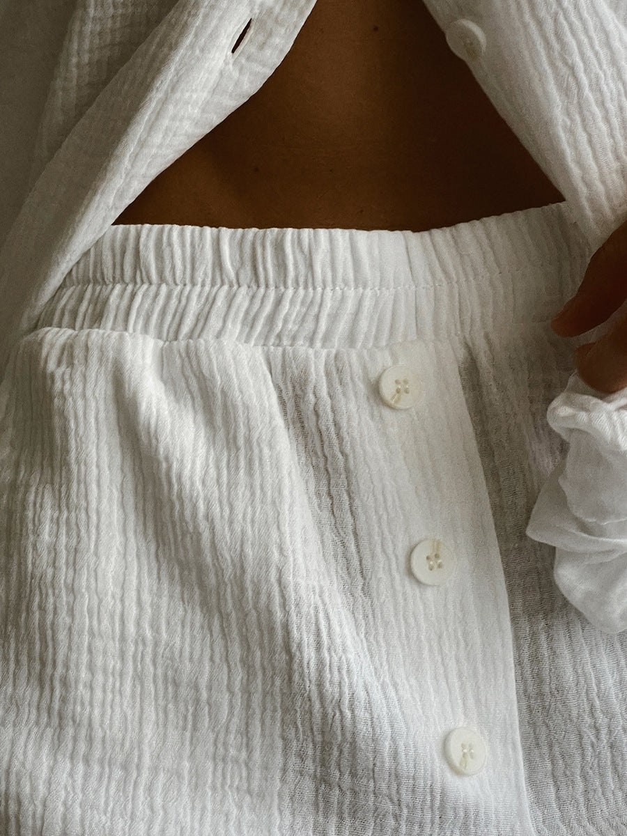 Home White Lounge Two Piece Set