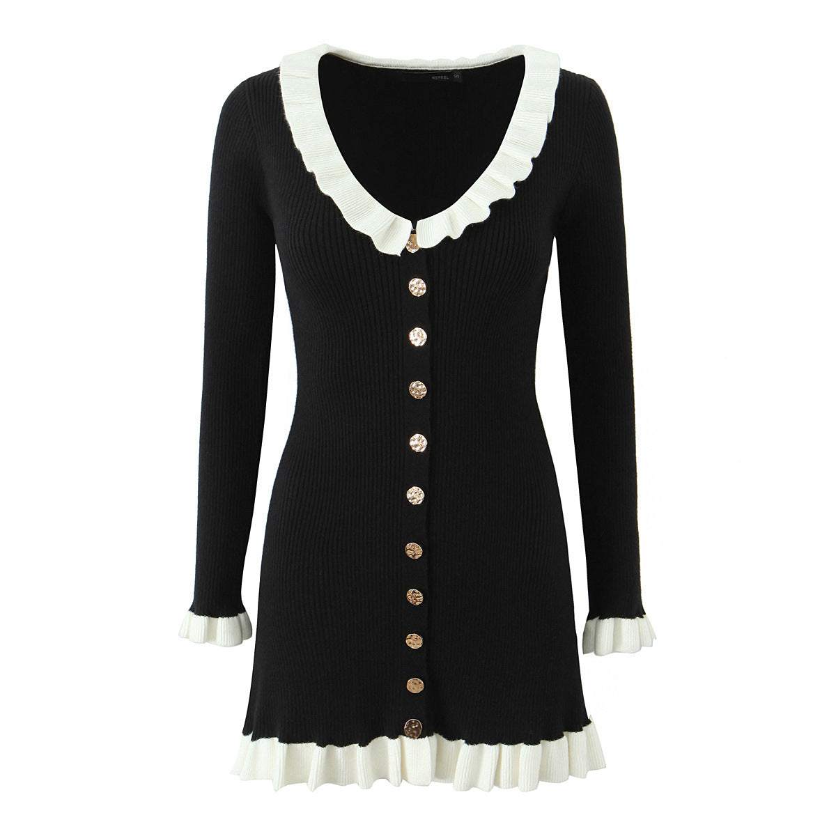 Cute Classic Black and White Knit Dress