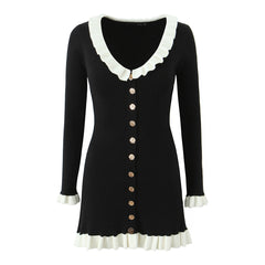 Cute Classic Black and White Knit Dress