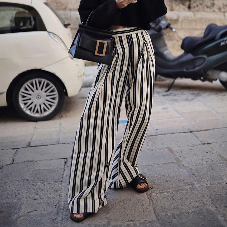 Elegant Striped Wide-leg Pants