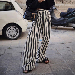 Elegant Striped Wide-leg Pants