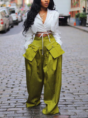 Cargo Pocket Wide Leg Pants