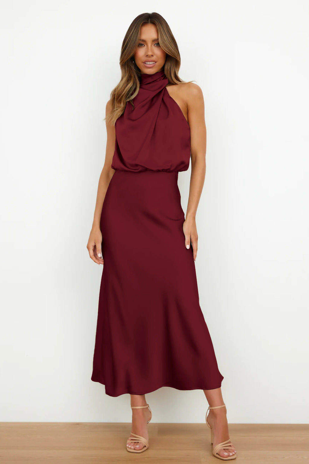 Elegant Graceful Silk Midi Dress
